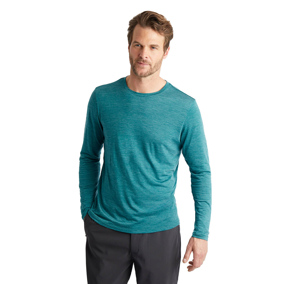 Men's Merino Cool Long Sleeve Top | Marine Teal Marl | Rohan - Rohan