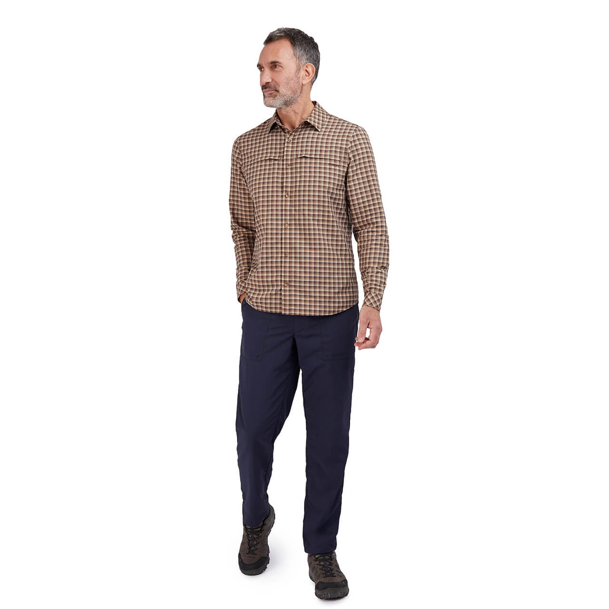 Men's Zenith Long Sleeve Check Shirt | Deep Oak Brown | Rohan - Rohan