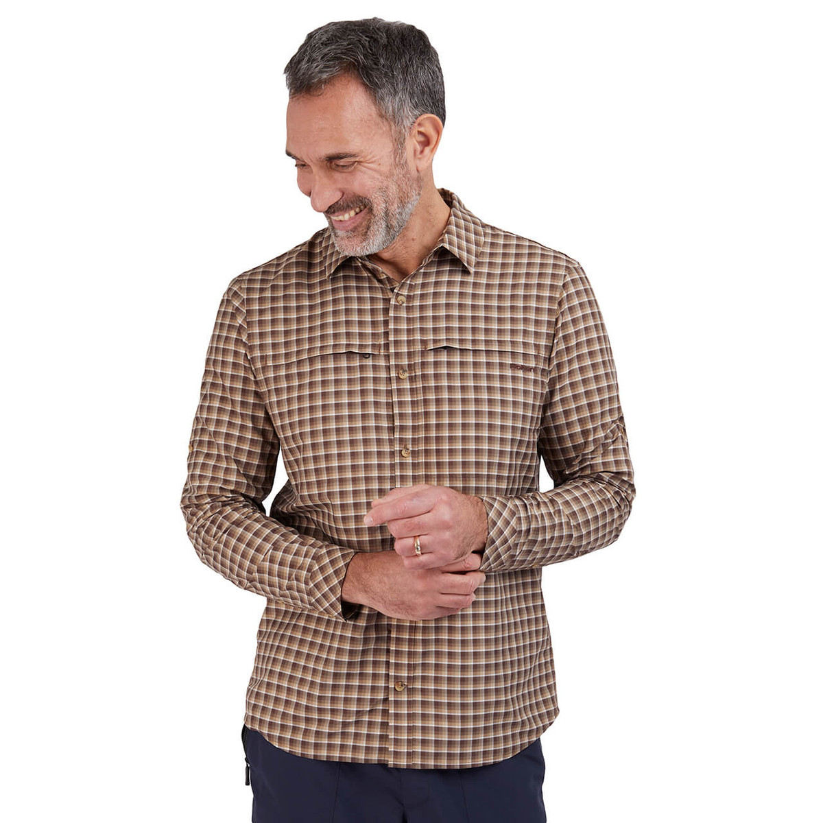 Men's Zenith Long Sleeve Check Shirt | Deep Oak Brown | Rohan - Rohan