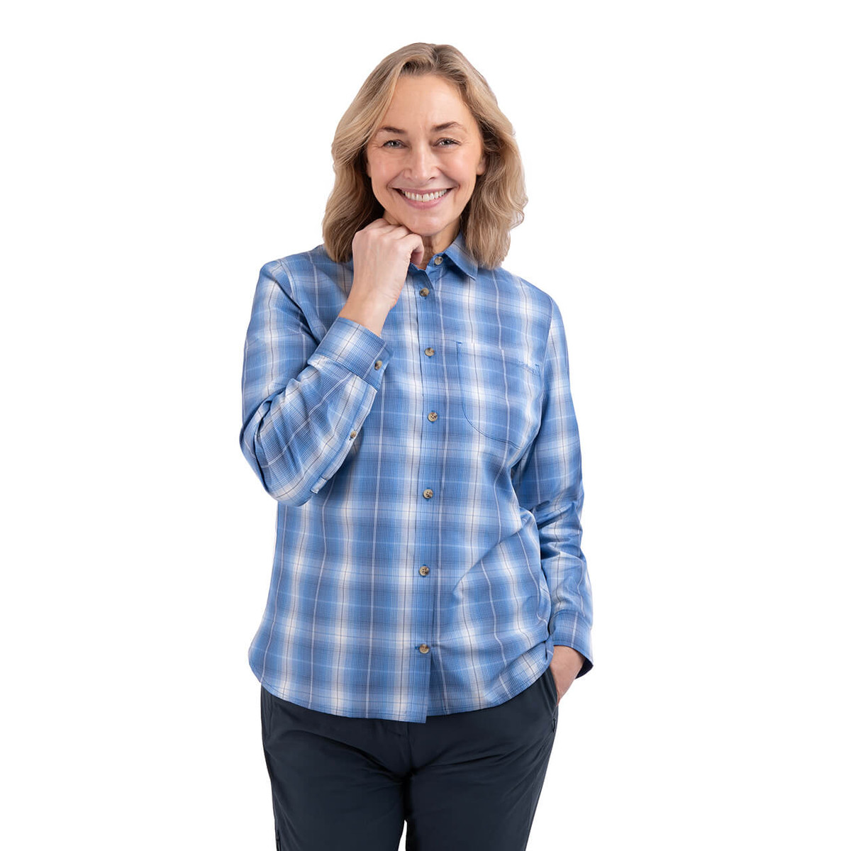 Women's Coast Long Sleeve Check Shirt | Sorrento Blue | Rohan - Rohan