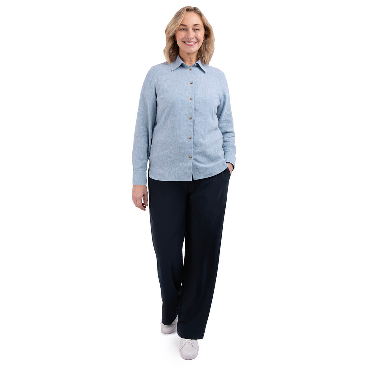Women's Sera Linen Long Sleeve Shirt | Chambray Blue | Rohan - Rohan