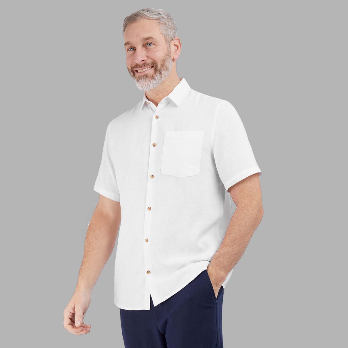 Desoto Short Sleeve Uni Subtle Contrast Overhemd in kleur Wit | Jan Rozing Mannenmode