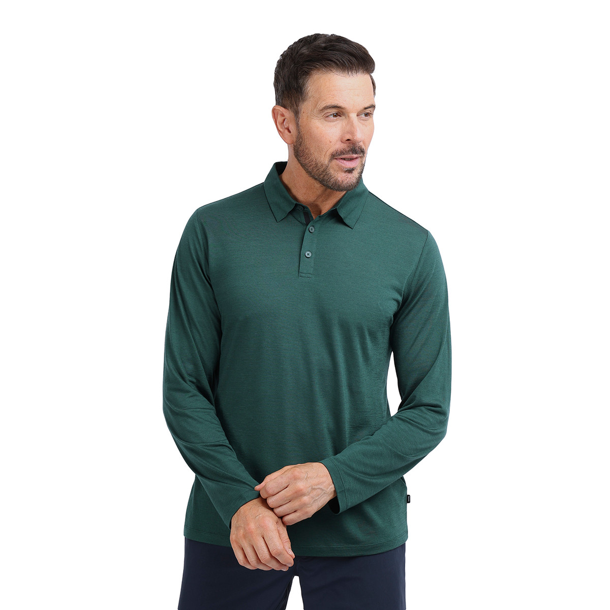 Men's Merino Cool Long Sleeve Polo | Fir Green | Rohan - Rohan