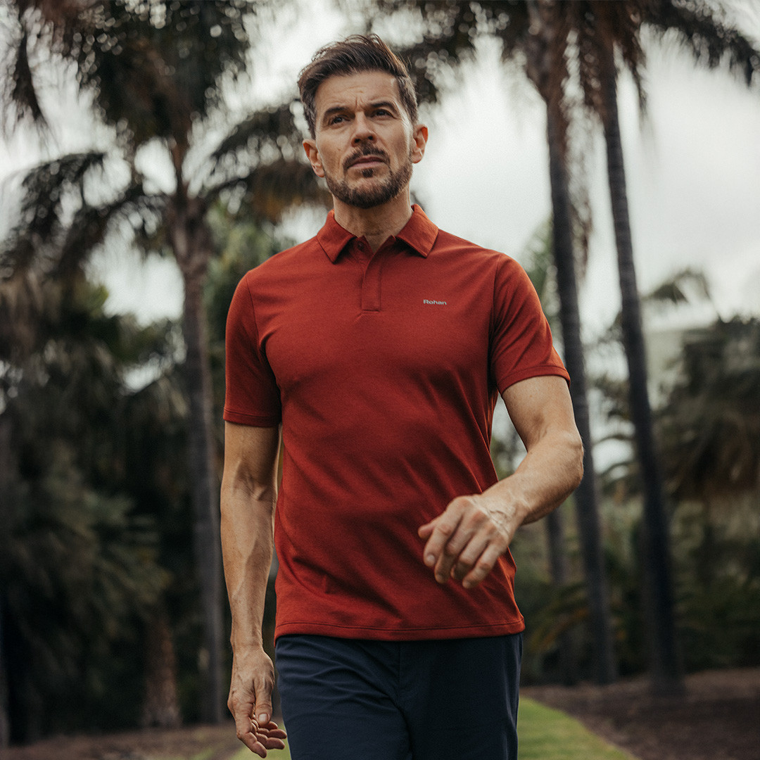 Men's Dale Short Sleeve Polo Shirt | Auburn Red Marl | Rohan - Rohan