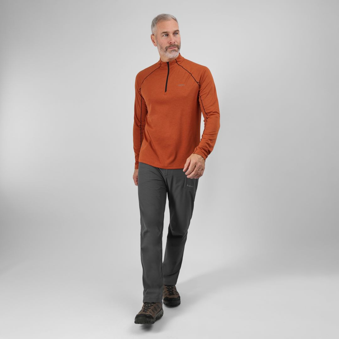 Men's Dale Long Sleeve Zip Neck | Burnt Orange Marl | Rohan - Rohan
