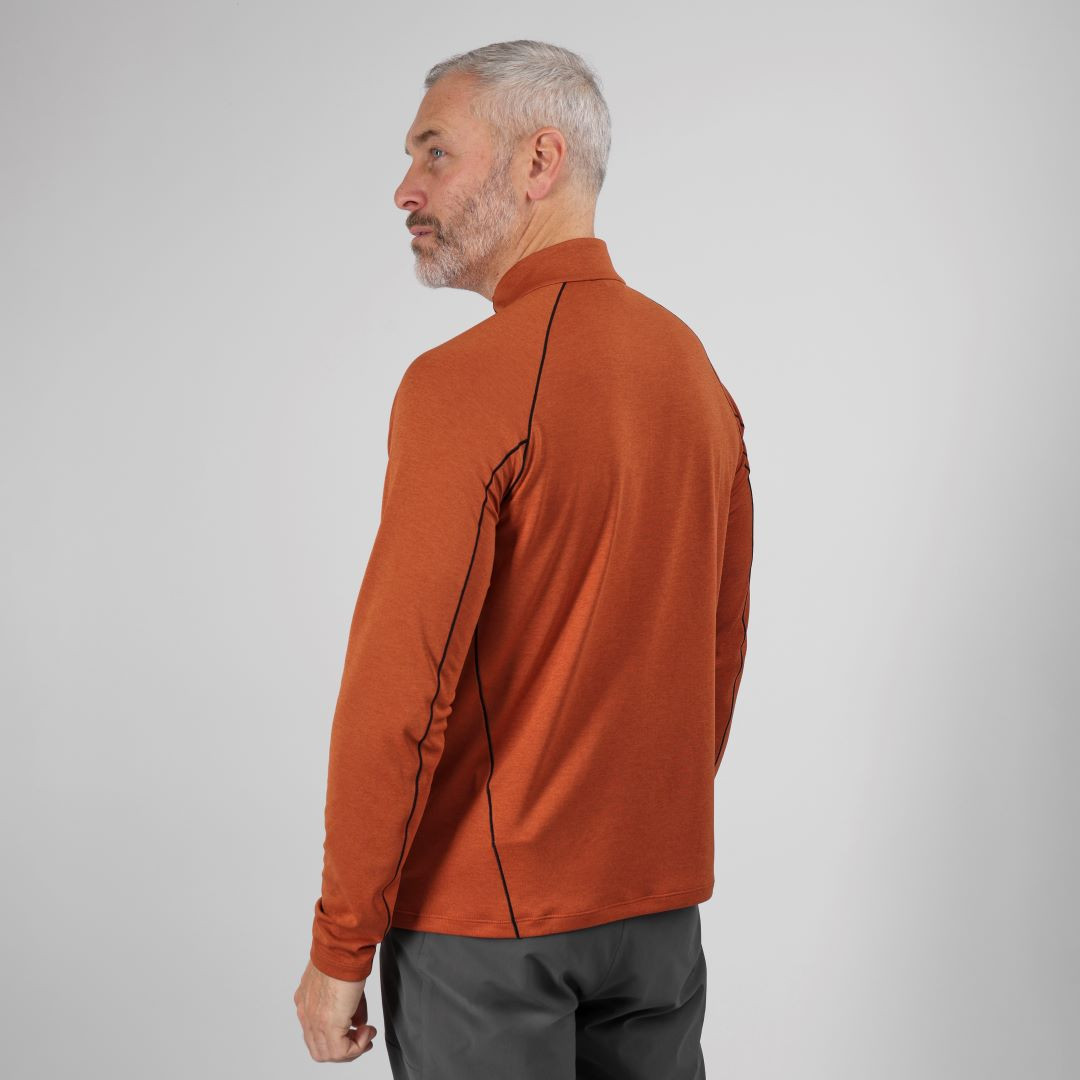 Men's Dale Long Sleeve Zip Neck | Burnt Orange Marl | Rohan - Rohan