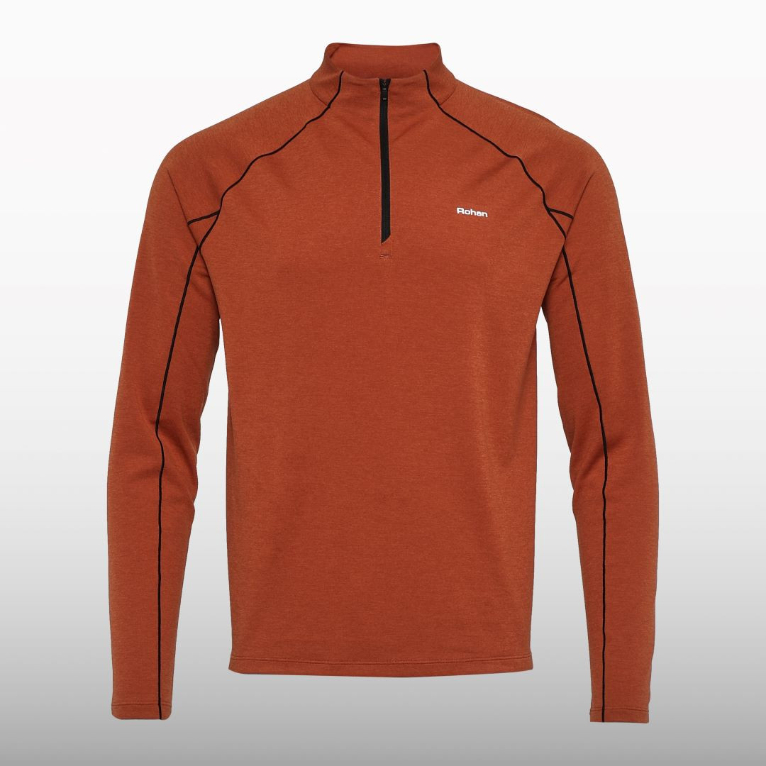Men's Dale Long Sleeve Zip Neck | Burnt Orange Marl | Rohan - Rohan