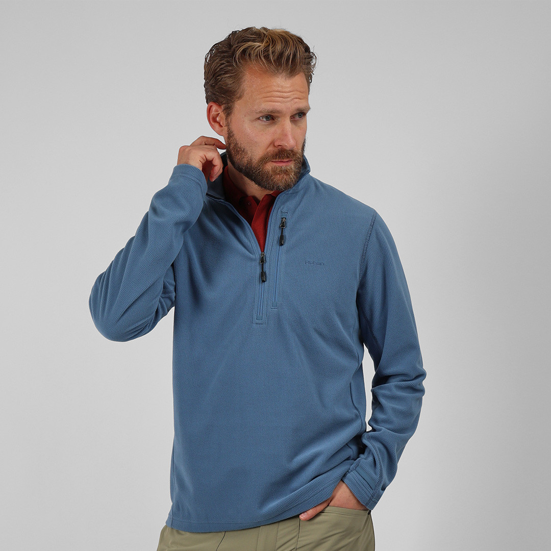 Men's Microgrid Zip Neck Top | Echo Blue | Rohan - Rohan
