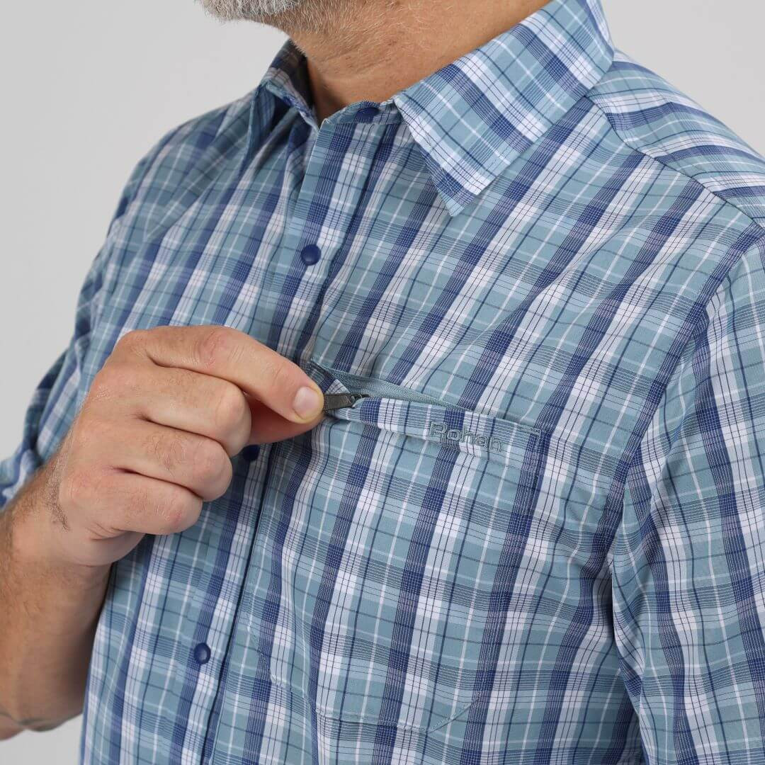 Men's Portreath Short Sleeve Check Shirt | Shore Blue Check