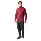 Men's Gridline Fleece Zip Neck Top in Juniper Red
