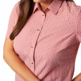 Women's Isle Short Sleeve Shirt in Cardinal Pink Gingham