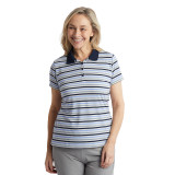 Women's Shoreline Short Sleeve Polo in Orchid Lilac/Grey Stripe