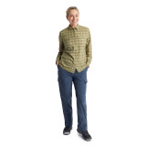 Women's Savannah Long Sleeve Shirt in Stone/Umber Green Check