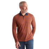 Men's Shoreline Long Sleeve Polo in Copper Orange/Yellow Stripe
