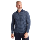Men's Shoreline Long Sleeve Polo in French Blue/Blue Stripe