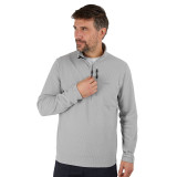 Men's Microgrid Fleece Zip Neck Top in Haze Grey