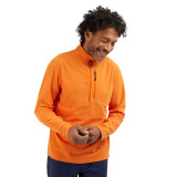 Men's Microgrid Fleece Zip Neck Top in Spiced Orange