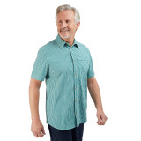 Men's Isle Short Sleeve Shirt in Bay Teal Gingham