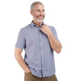 Men's Portland Short Sleeve Shirt in French Blue Micro Gingham