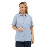 Women's Sera Linen Short Sleeve Shirt in Chambray Blue