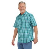 Men's Portreath Short Sleeve Shirt in Marine Teal Check