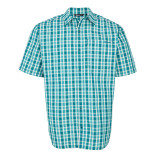 Men's Portreath Short Sleeve Shirt in Marine Teal Check