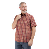 Men's Portreath Short Sleeve Shirt in Earth Red/Dusk Orange Check 