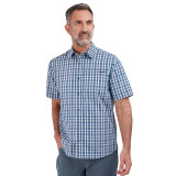 Men's Portreath Short Sleeve Shirt in French Blue Check