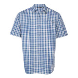 Men's Portreath Short Sleeve Shirt in French Blue Check
