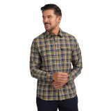 Men's Pennine Long Sleeve Shirt in Navy/Ochre Check