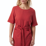 Women's Brisa Linen Dress in Coast Red