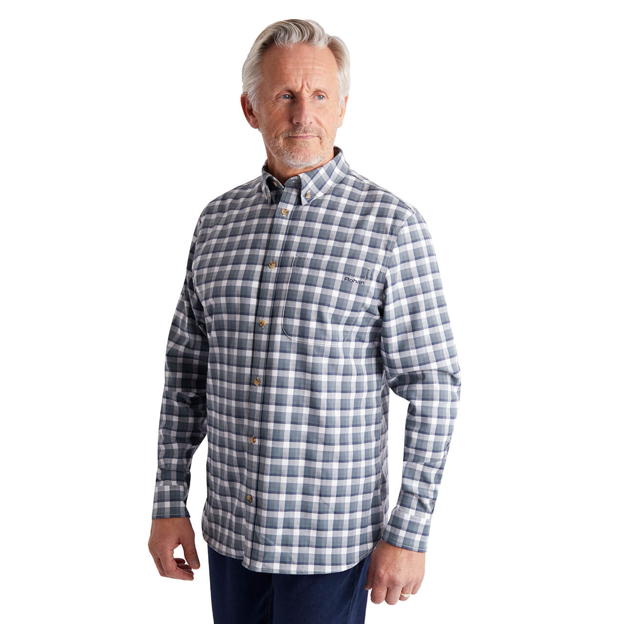 Men Grey & White Check Overlap Sleeves Oversize Shirt