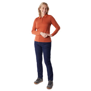 Women's Shoreline Long Sleeve Polo Dusk Orange/Red Stripe