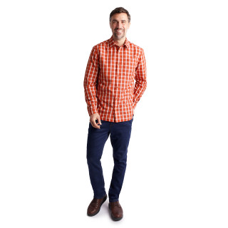 Men's Coast Long Sleeve Shirt Solar Orange/Auburn Check