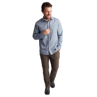 Men's Portreath Long Sleeve Shirt Shadow Blue Check