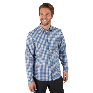 Men's Portreath Long Sleeve Shirt French Blue Check