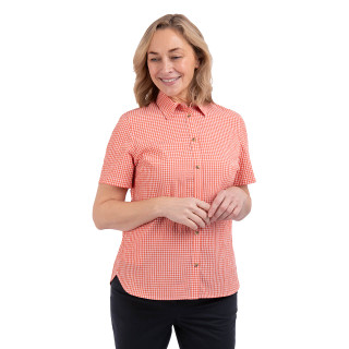 Women's Isle Short Sleeve Shirt Pearl Orange Gingham