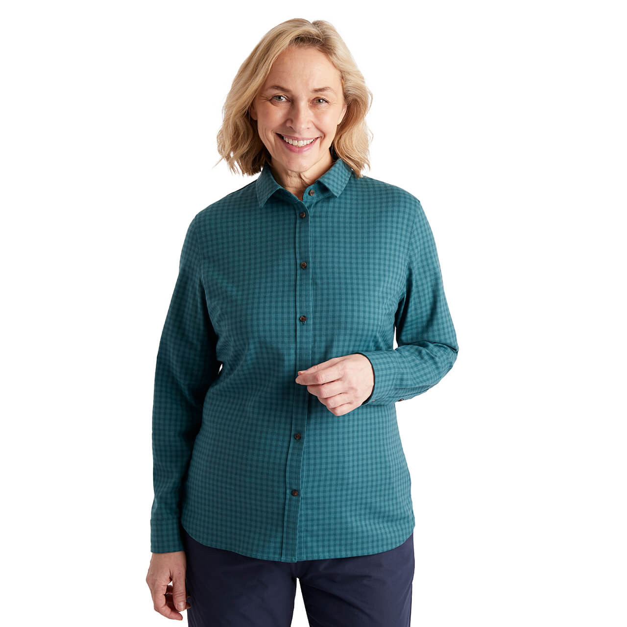 Women's Cove Long Sleeve Gingham Shirt Abyss/Pacific Green