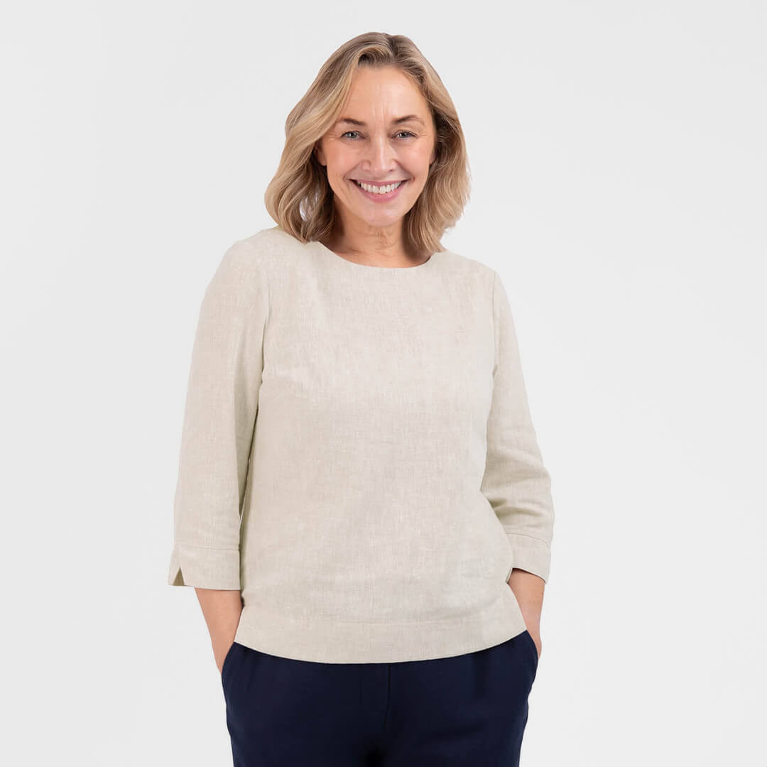 Women's Sera Linen ¾ Length Sleeve Top