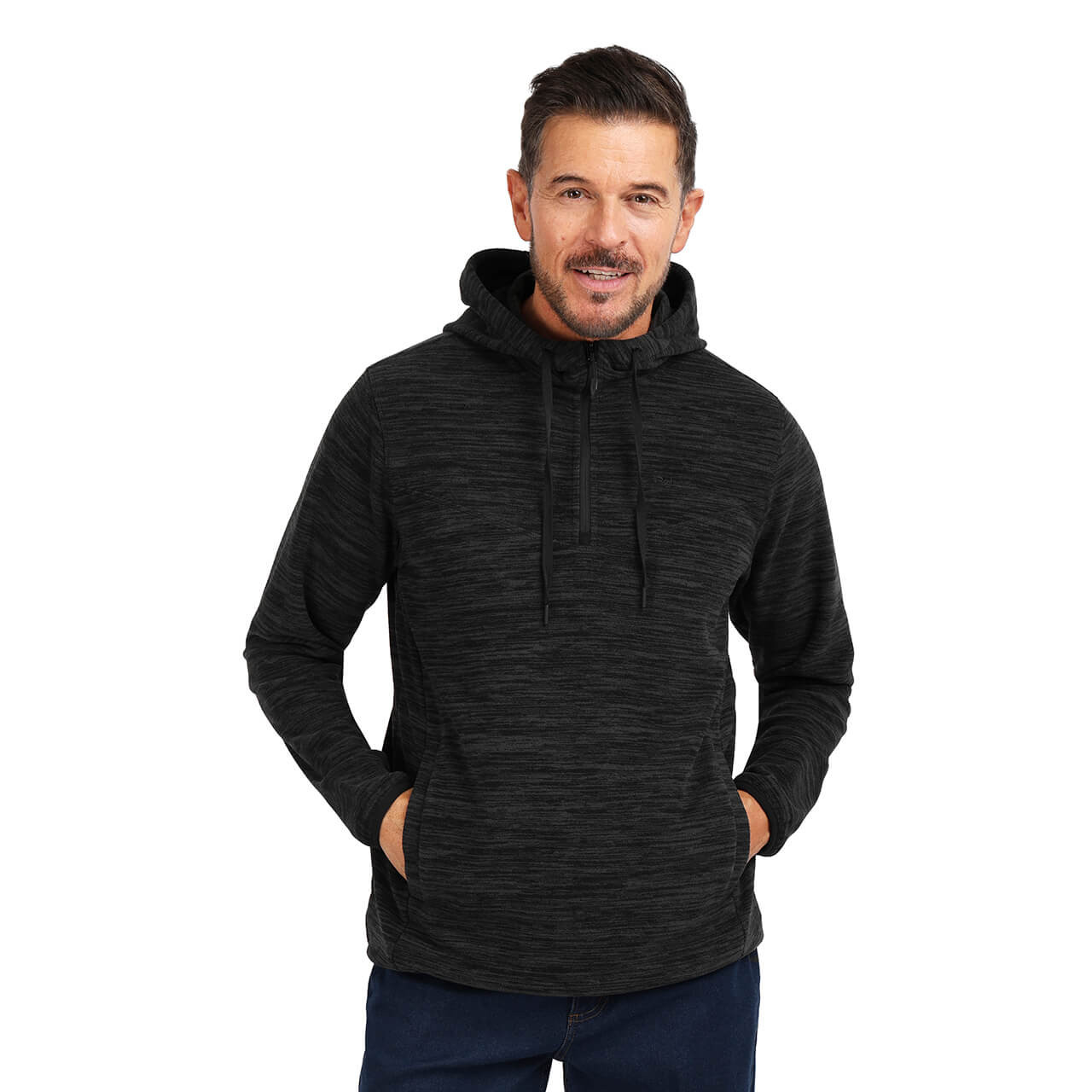 Men's Fjord Quarter Zip Fleece Hoodie Asphalt Marl Rohan Rohan