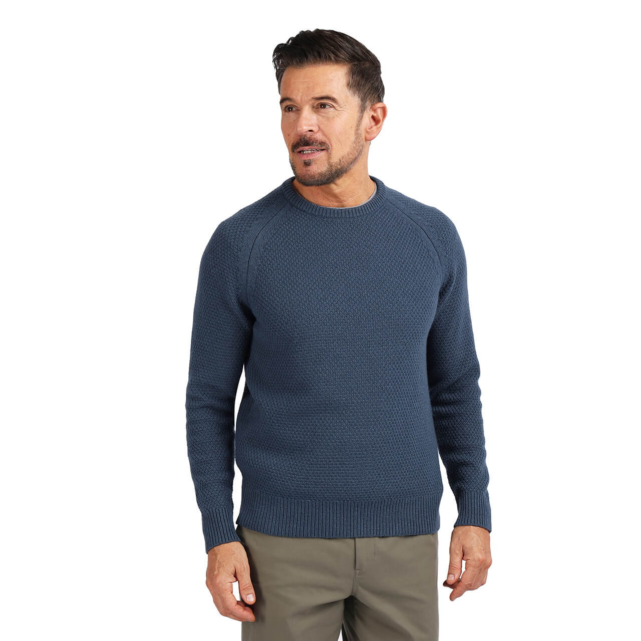 Men's Elgin Crew Neck Knitted Jumper Steel Blue Rohan Rohan