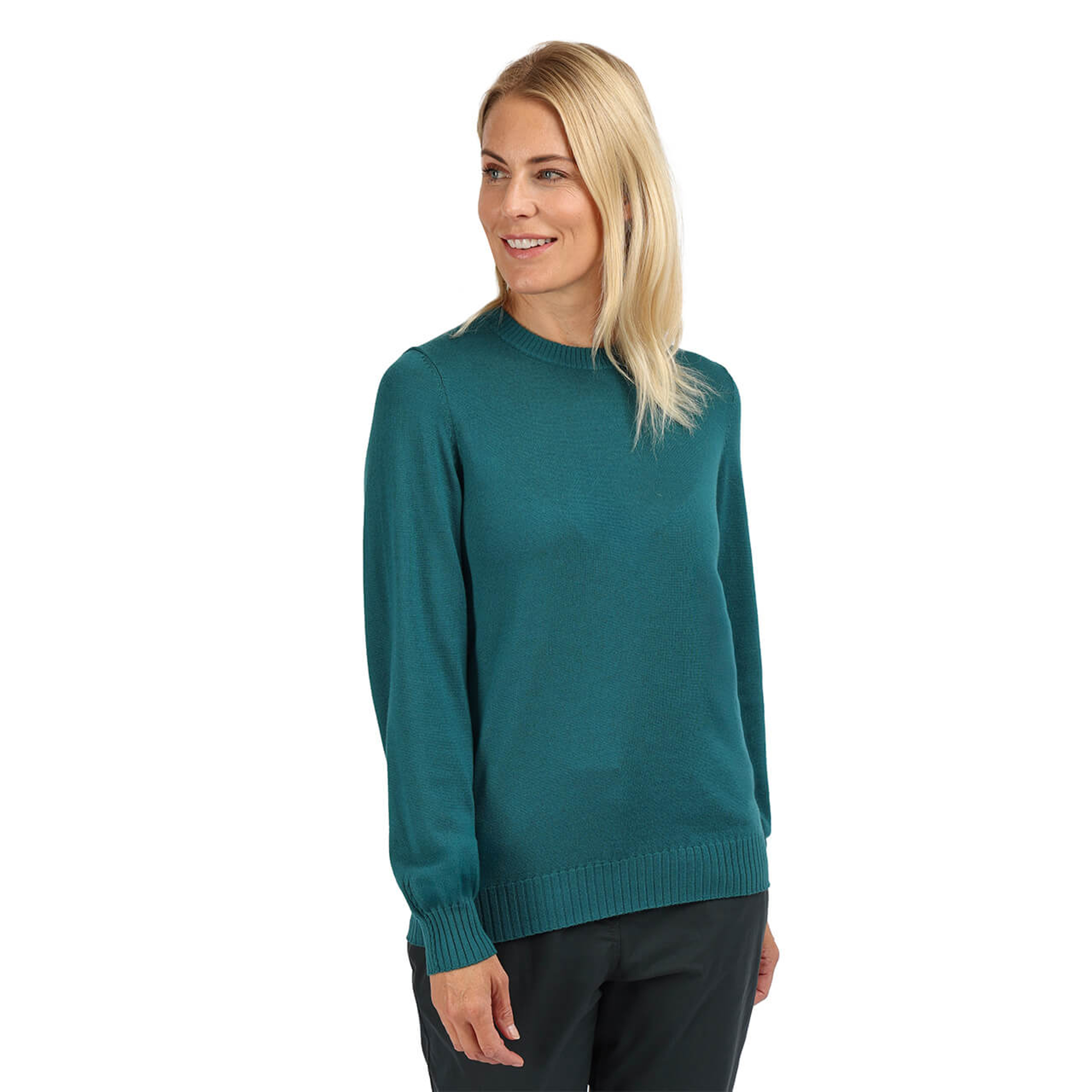 Women's Merino Crew Neck Knitted Jumper | Pacific Green