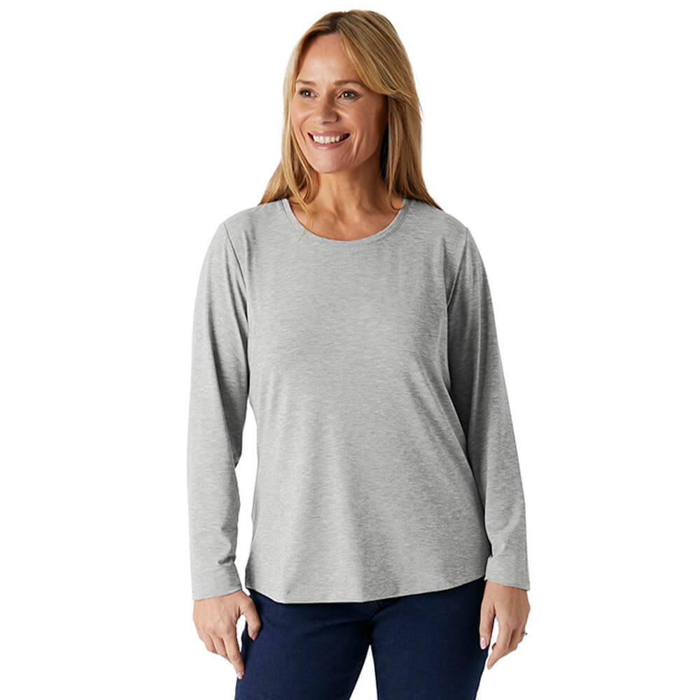Grey Marl Grey Base Layer Womens Women's Basis Long Sleeve Top Mid