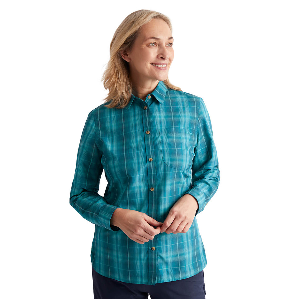Women's Coast Long Sleeve Check Shirt Deep Teal/Cove Rohan Rohan
