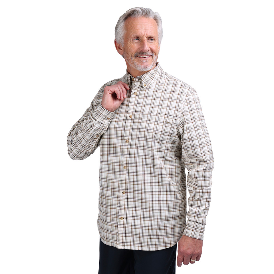 Men's Dover Long Sleeve Check Shirt | Ecru/Cedar Check | Rohan - Rohan