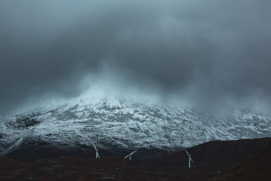 Cloudy and Snowy Mountains in Isle of Harris 