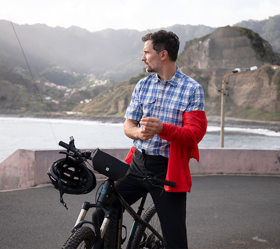 Man Cycling in Lightweight Nimbus Jacket