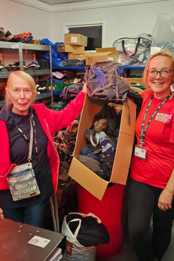 People’s Kitchen receiving their boxes of donated kit