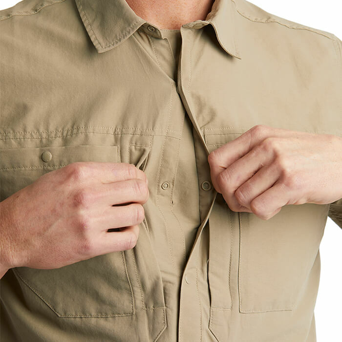 Double Insect Placket shown on the Men's Frontier Shirt.
