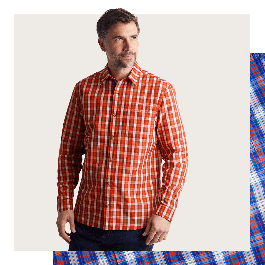 Men's Portland Long Sleeve Shirt in Coast Red Gingham